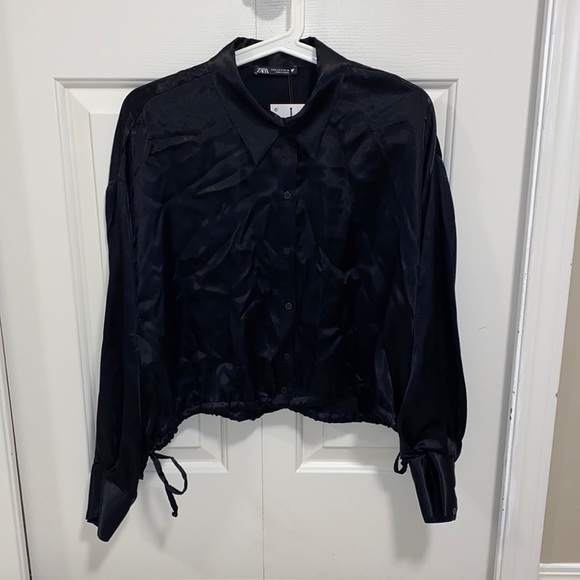 Zara Faux-Silk Button-up Shirt - Picture 1 of 4